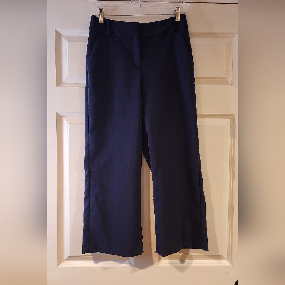 Cynthia Rowley dark blue wide leg cropped dress pants size 2